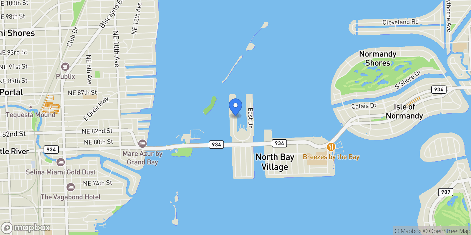 Map showing 7929 West Dr PH1601, Miami Beach, Florida, United States.