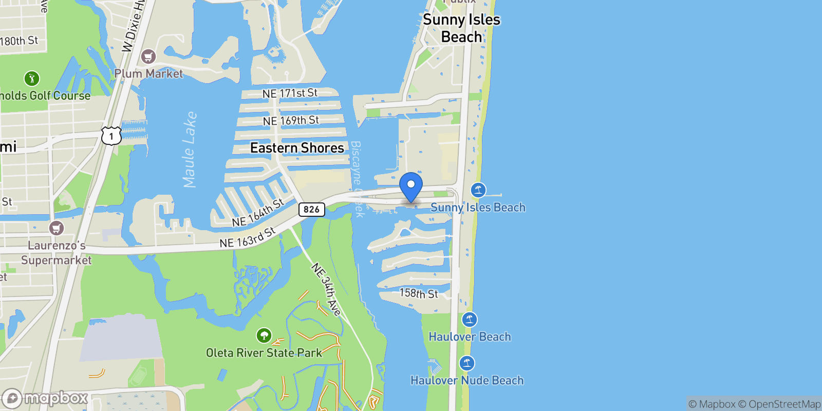 Map showing 330 Sunny Isles Blvd 5-2207, Golden Beach, Florida, United States.