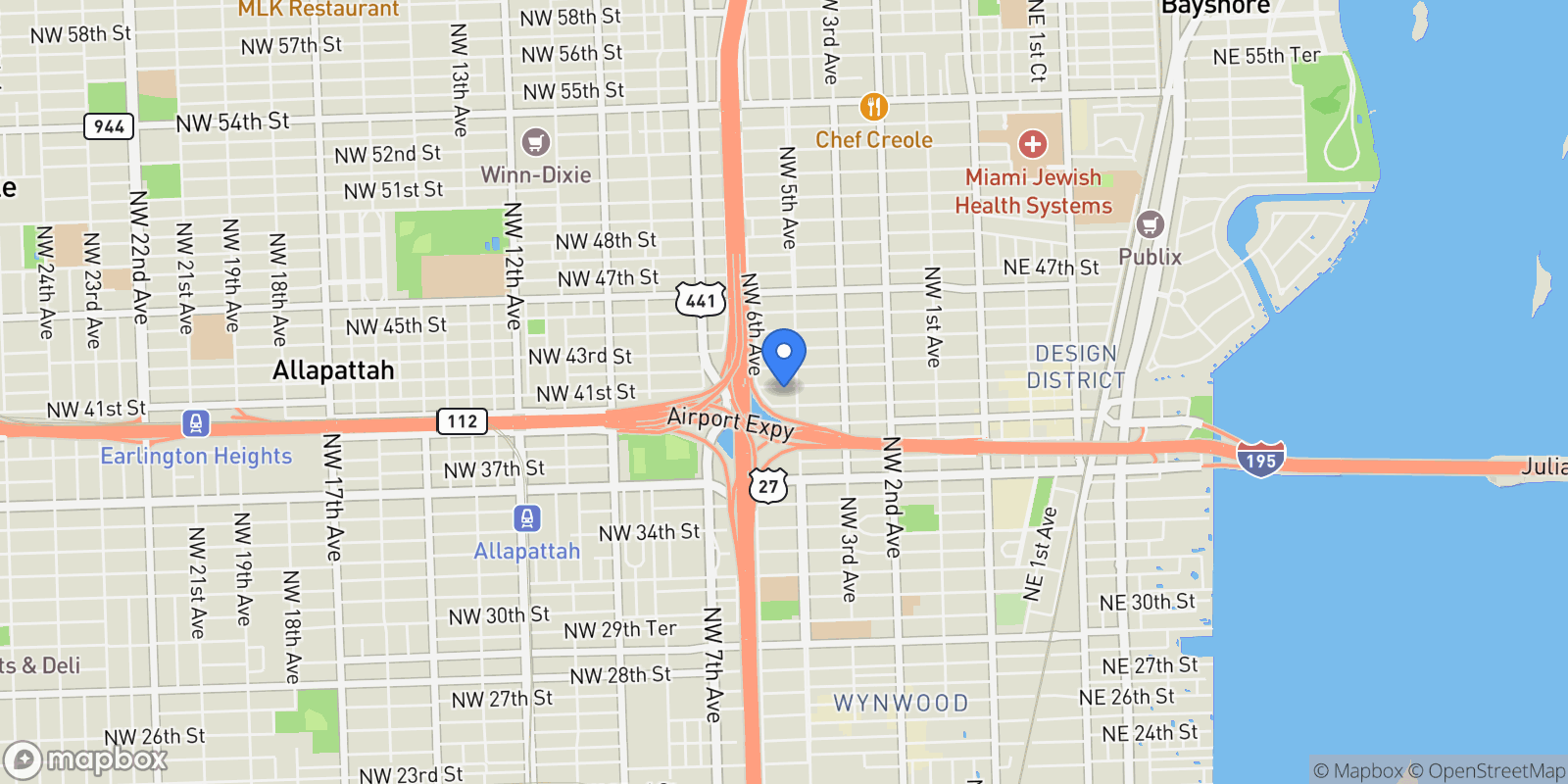 Map showing 530 NW 41st St, Miami, Florida, United States.