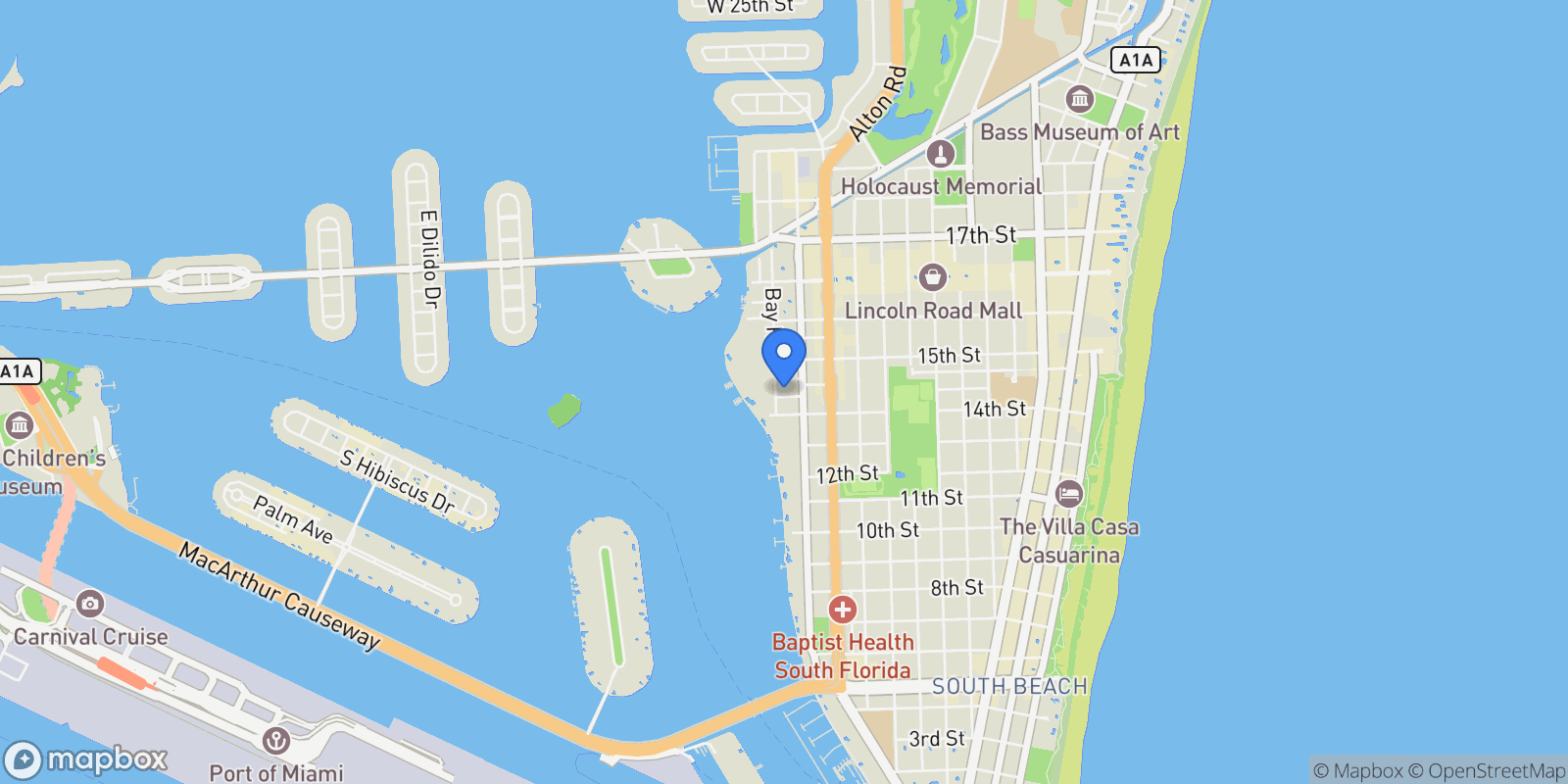 Map showing 1339 14th Ter, Miami Beach, Florida, United States.