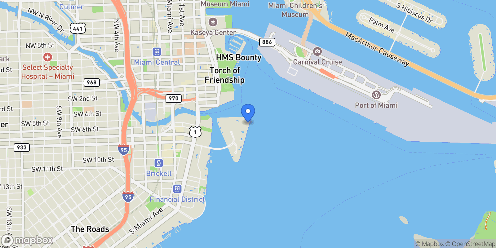 Map showing 808 E Brickell Key Dr 2104, Miami, Florida, United States.