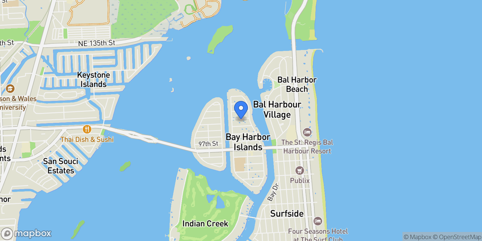Map showing 1130 100th St 3D, Bal Harbour, Florida, United States.