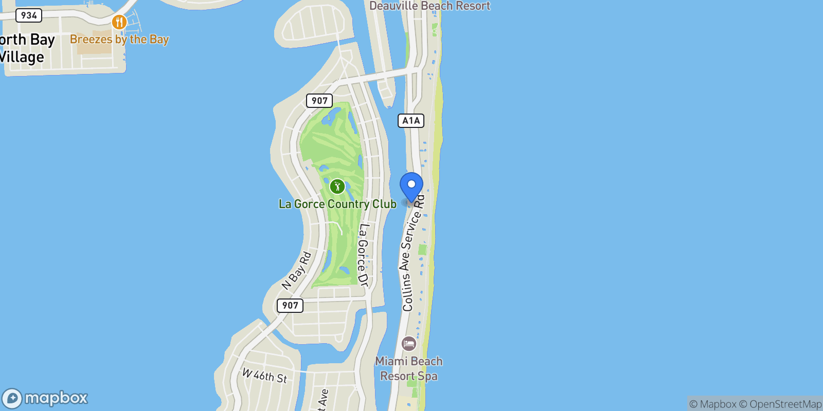 Map showing 5500 Collins Ave 304, Miami Beach, Florida, United States.