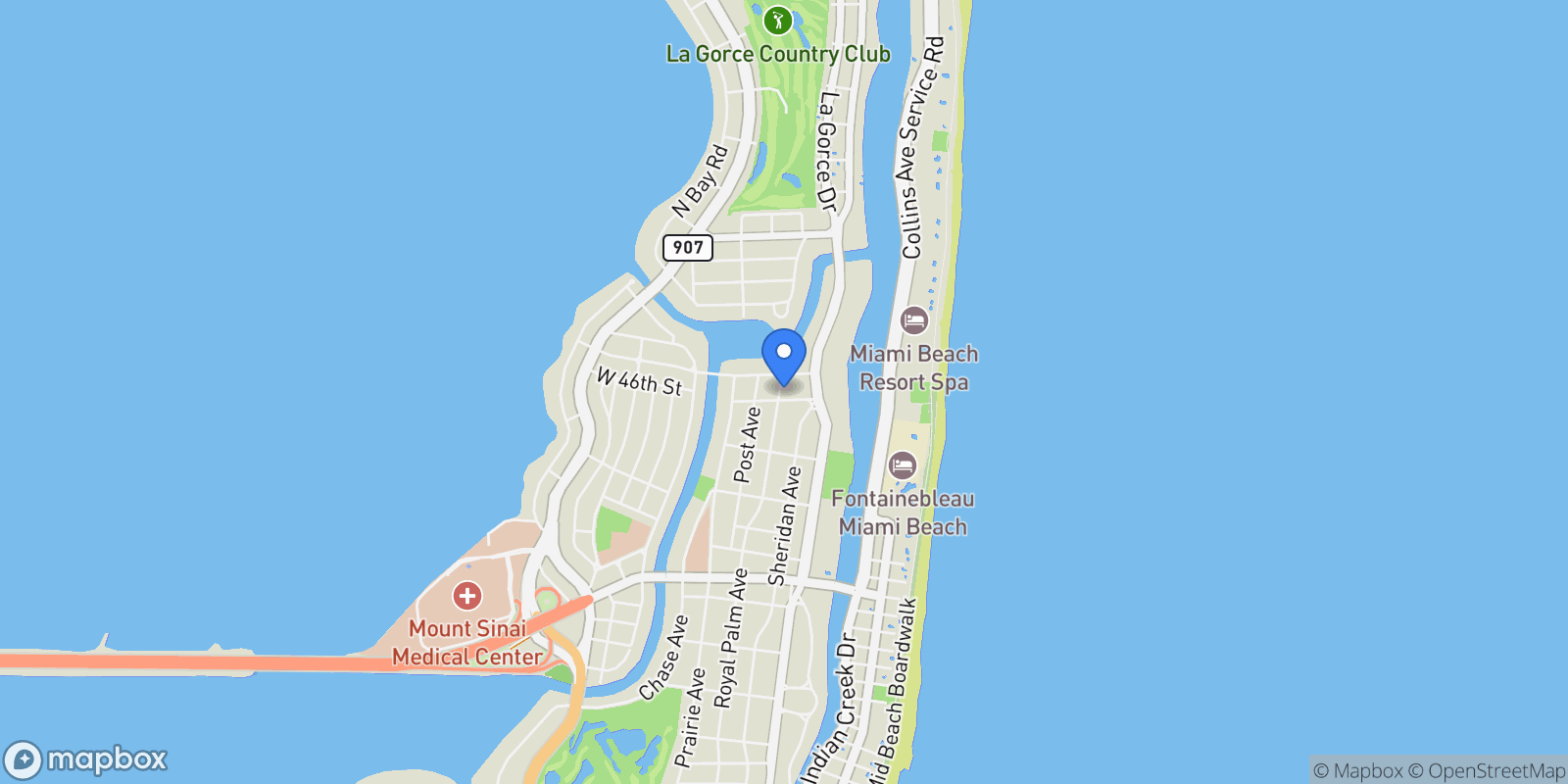 Map showing 4601 Royal Palm Ave, Miami Beach, Florida, United States.