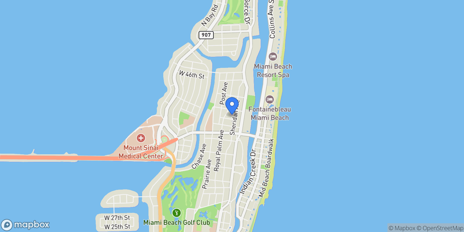 Map showing 4316 Sheridan Ave, Miami Beach, Florida, United States.