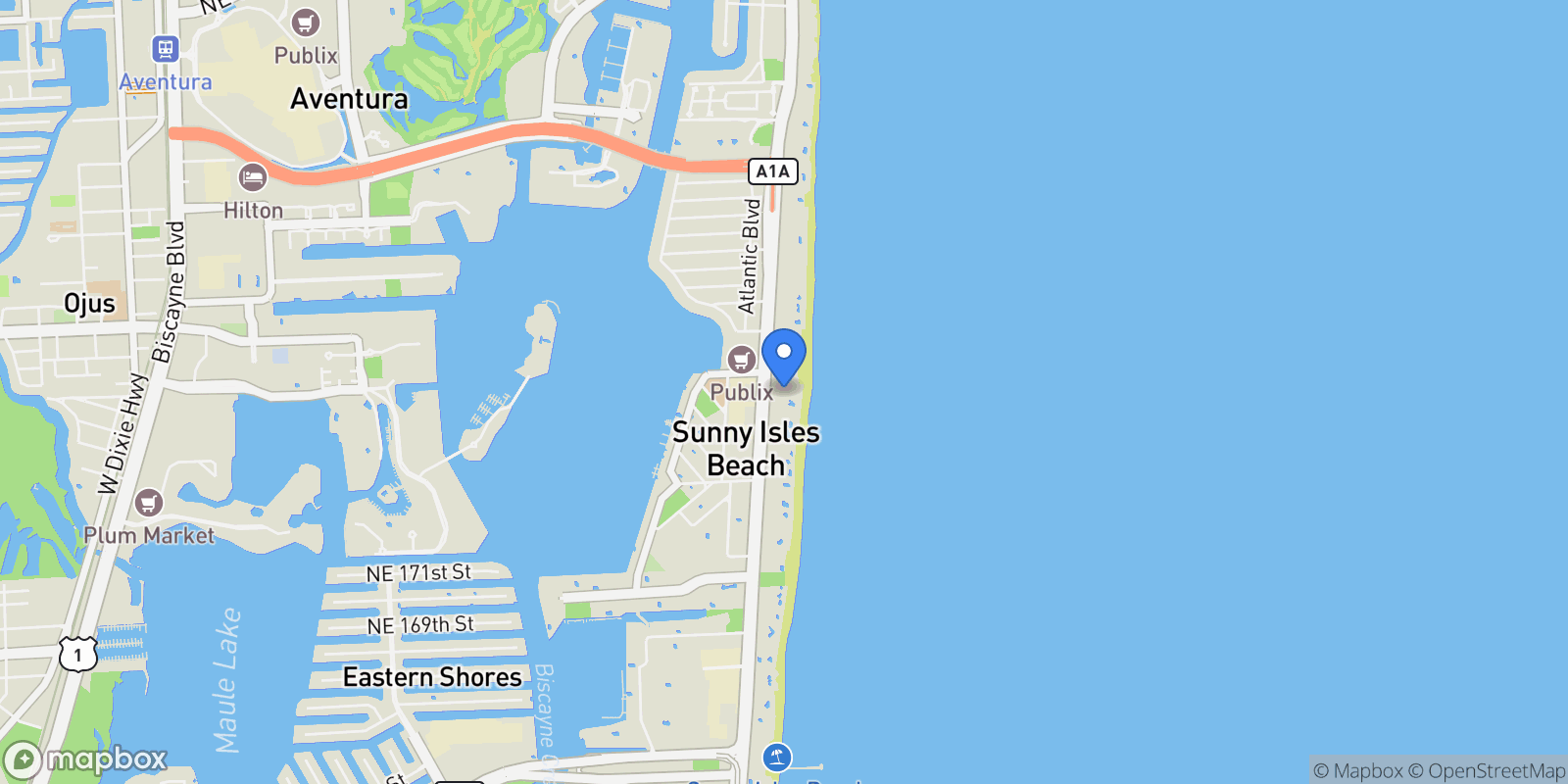 Map showing 18201 Collins Ave 4109A, Golden Beach, Florida, United States.