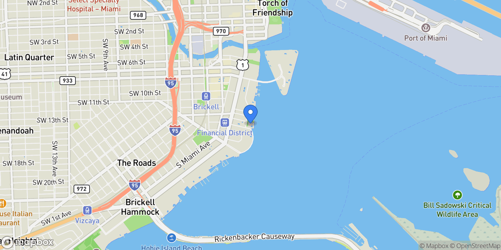 Map showing 1331 Brickell Bay Dr 3711, Miami, Florida, United States.