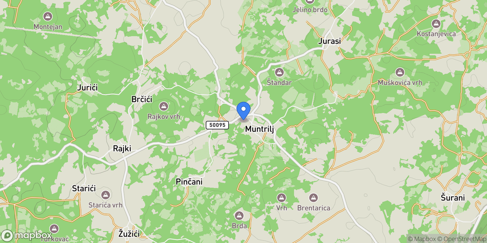 Map showing Muntrilj, Istria County, Croatia.