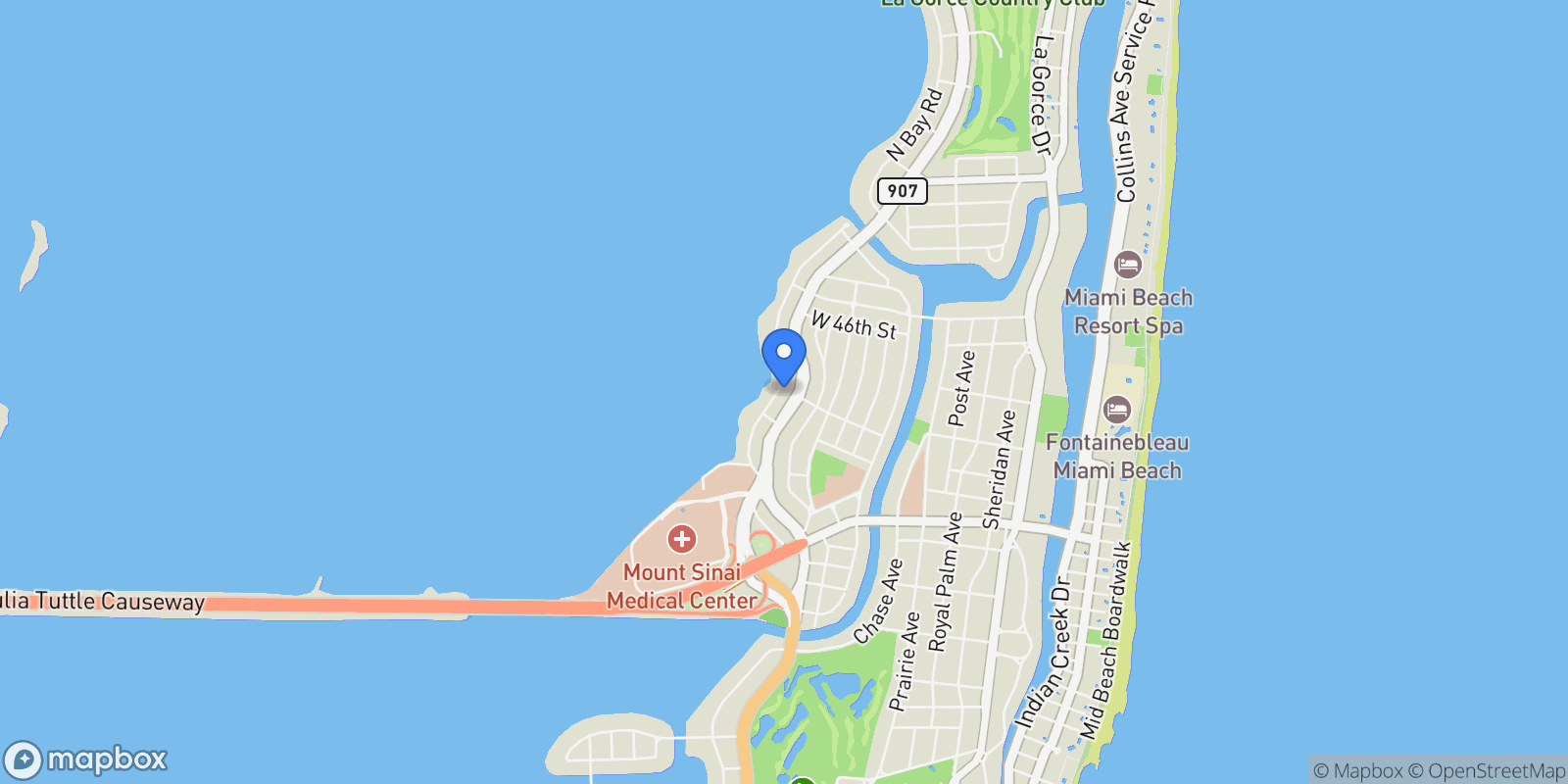 Map showing 4433 N Bay Rd, Miami Beach, Florida, United States.