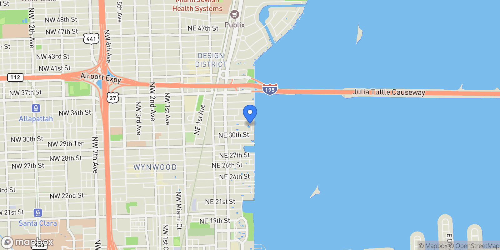 Map showing 650 NE 32nd St BH7, Miami, Florida, United States.