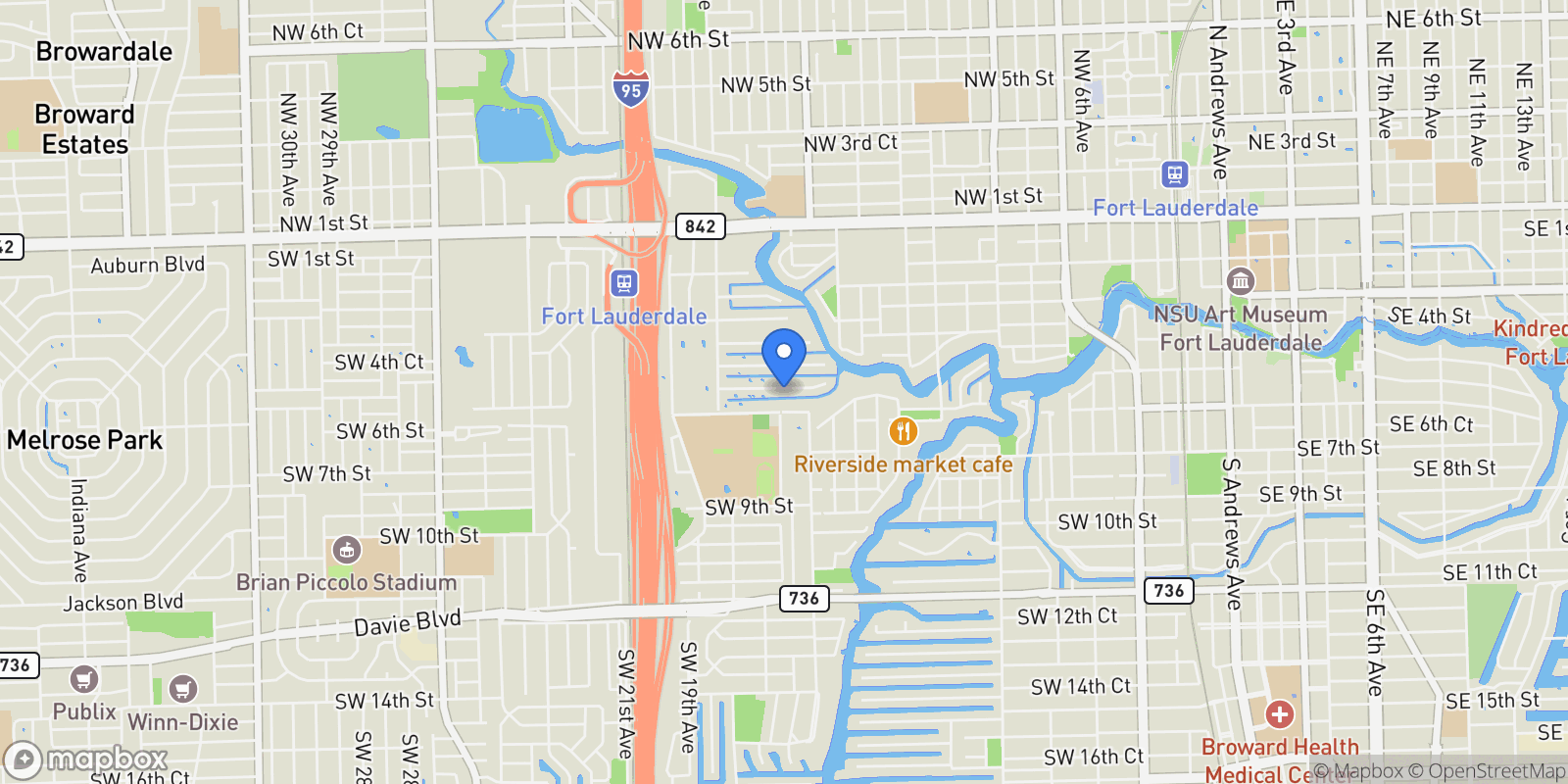 Map showing 1625 SW 5th Ct, Fort Lauderdale, Florida, United States.