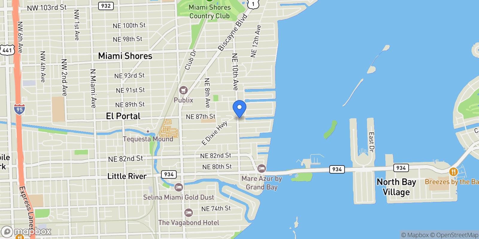 Map showing 8625 NE 10th Ave, Miami, Florida, United States.
