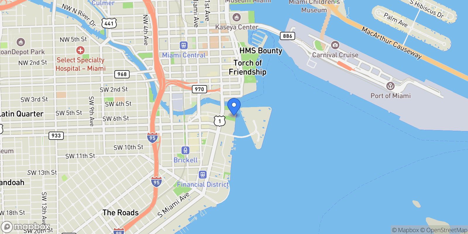 Map showing 495 Brickell Ave 5104, Miami, Florida, United States.