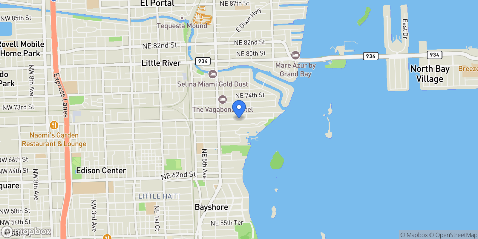 Map showing 754 NE 71st St, Miami, Florida, United States.
