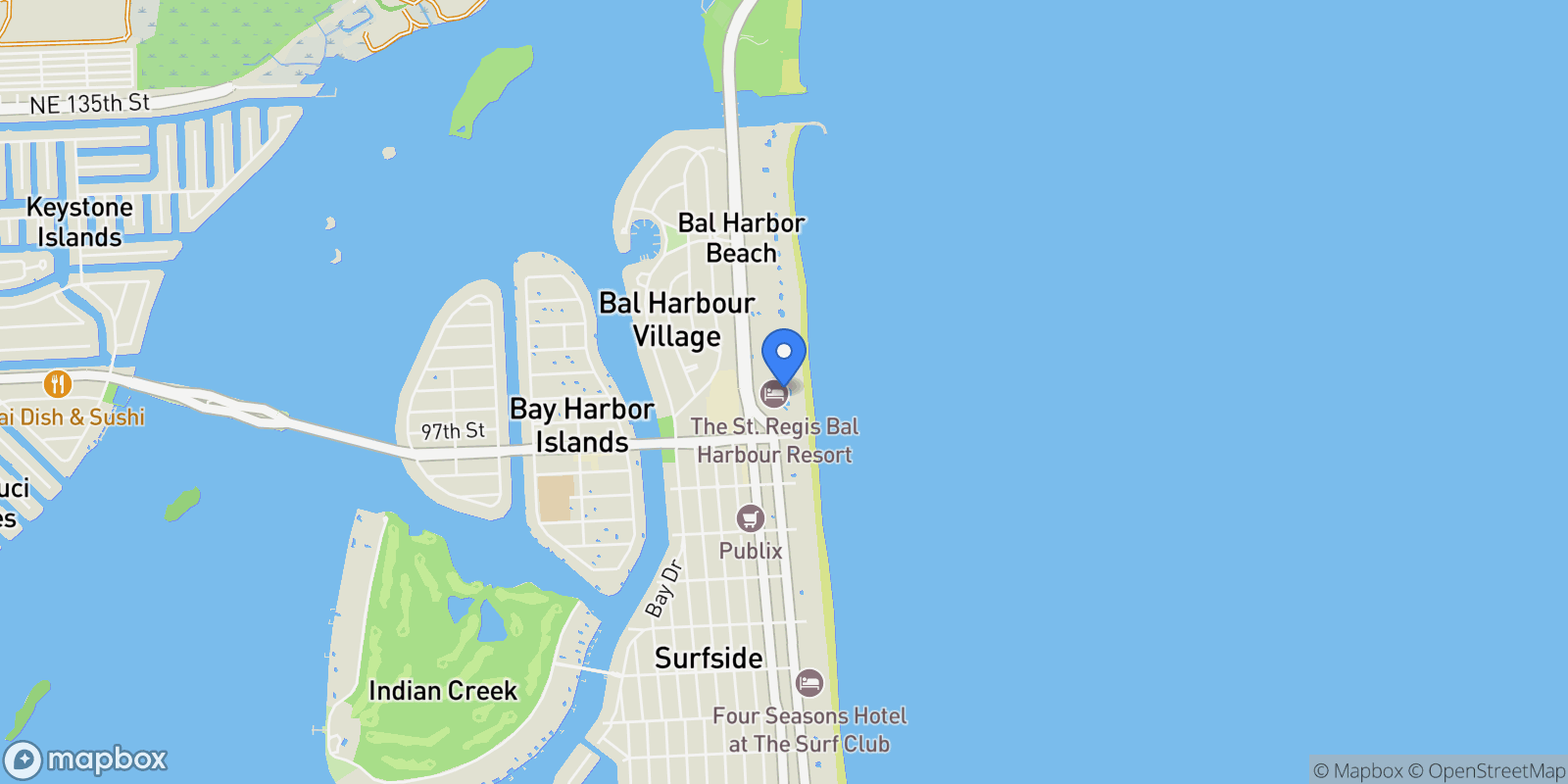 Map showing 9703 Collins Ave 600, Bal Harbour, Florida, United States.
