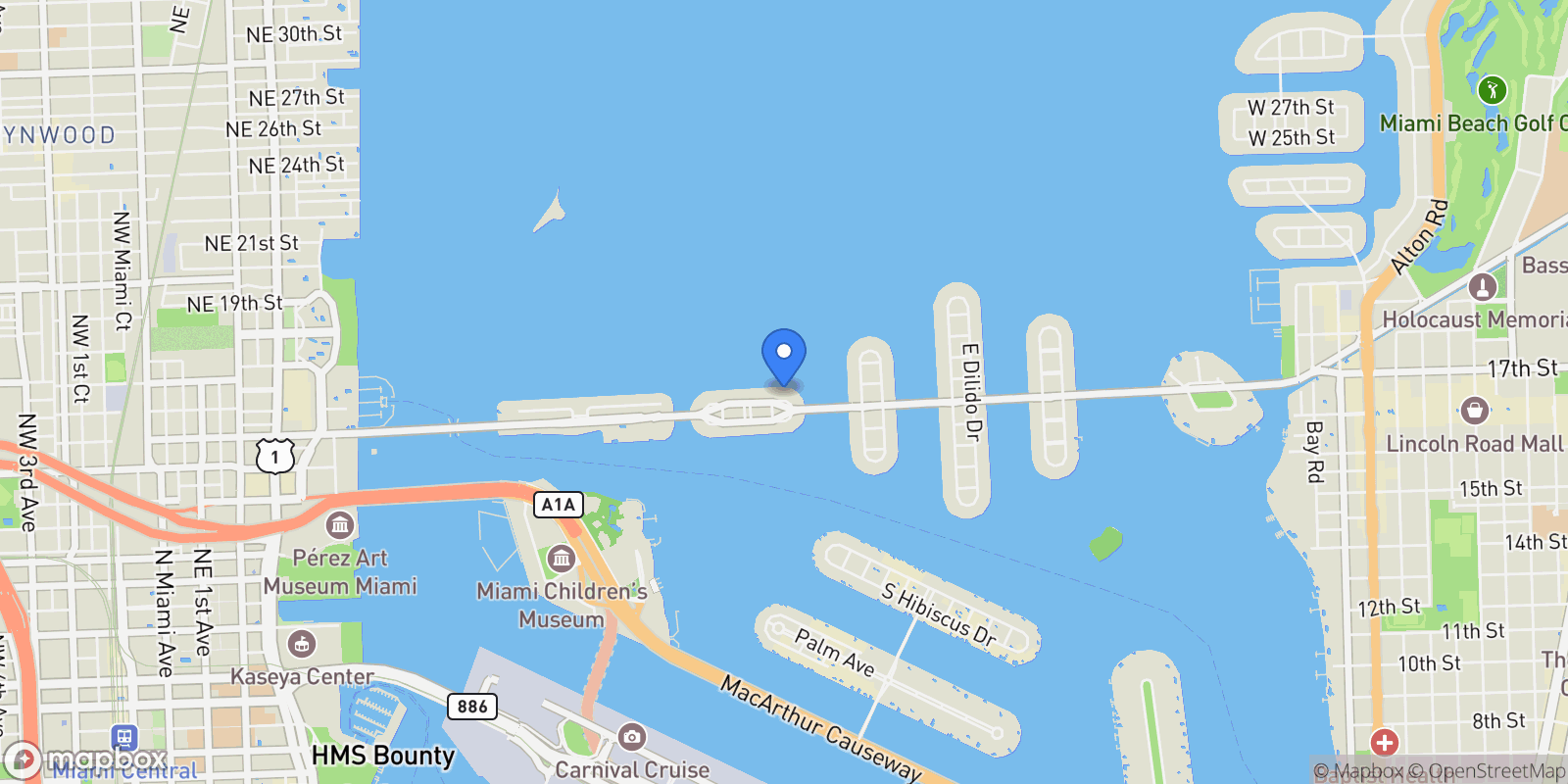 Map showing 1413 N Venetian Way, Miami Beach, Florida, United States.