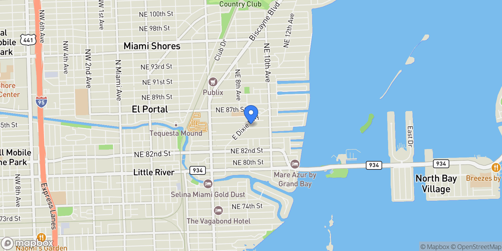 Map showing 8447 E Dixie Hwy, Miami, Florida, United States.