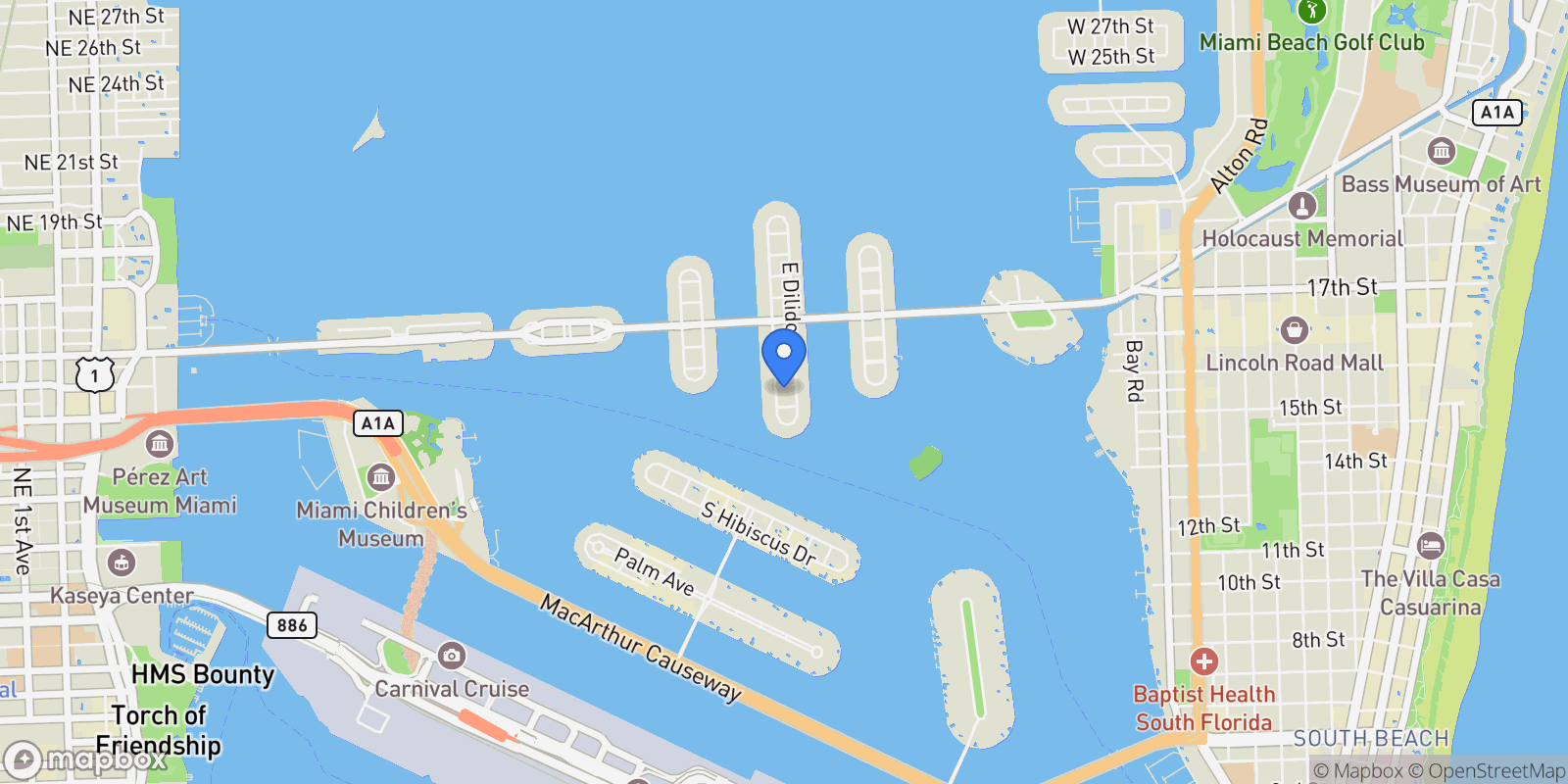Map showing 114 2nd Dilido Ter, Miami Beach, Florida, United States.