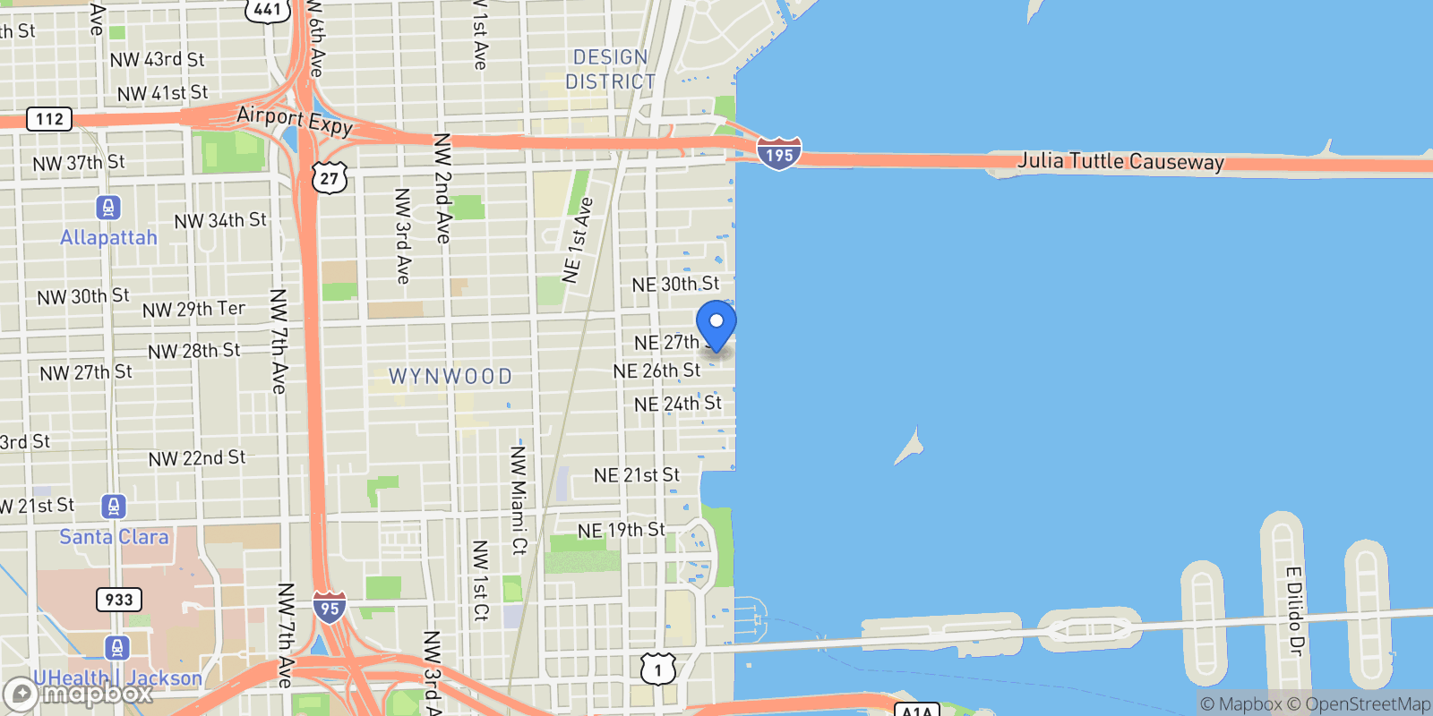 Map showing 700 NE 26th Ter PH-02, Miami, Florida, United States.