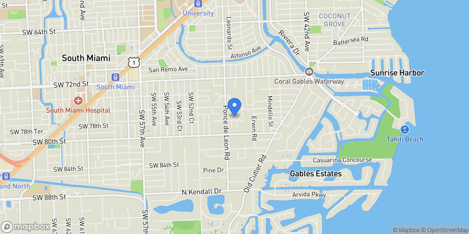 Map showing 4845 SW 78th St, Miami, Florida, United States.