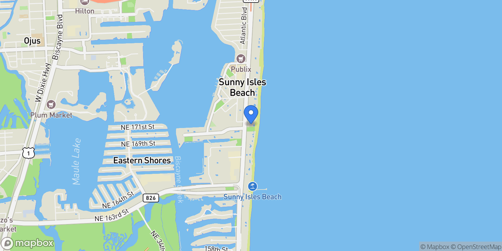 Map showing 17475 Collins Ave PH3201, Golden Beach, Florida, United States.