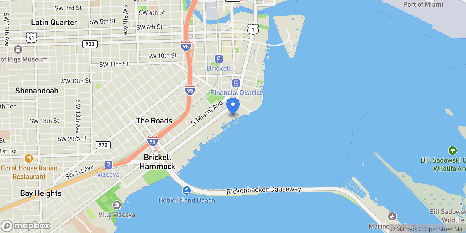 Map showing 1581 Brickell Ave 2104, Miami, Florida, United States.