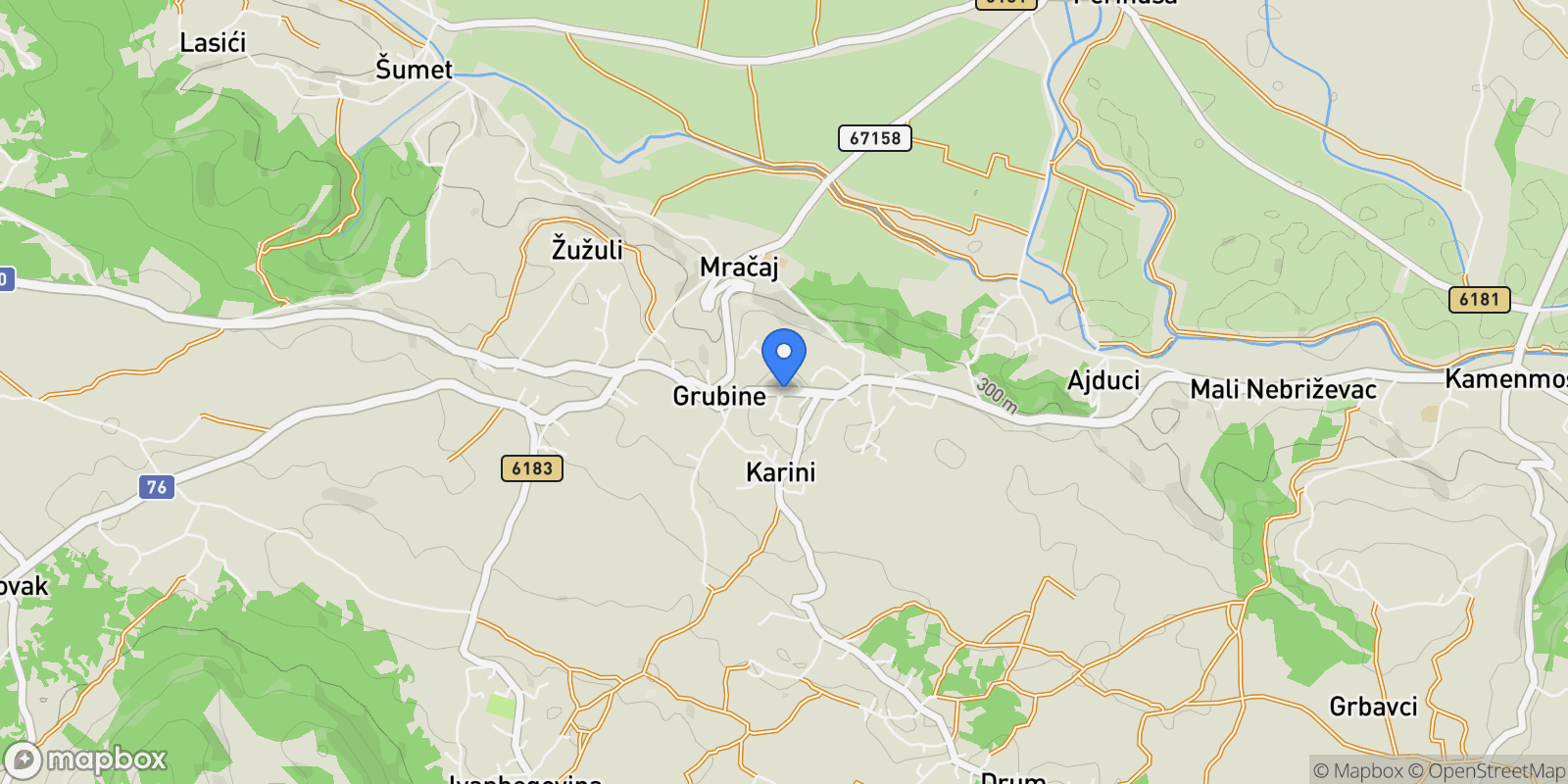 Map showing Grubine, Split-Dalmatia County, Croatia.