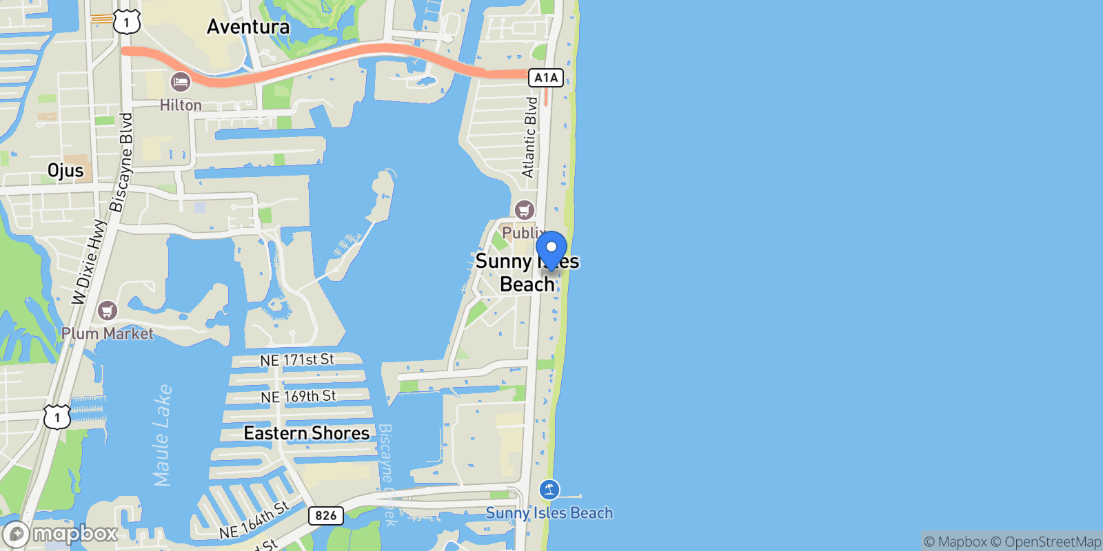 Map showing 17901 Collins Ave TS3405/07, Golden Beach, Florida, United States.