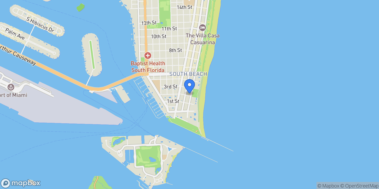 Map showing 200 Ocean Dr 5D, Miami Beach, Florida, United States.