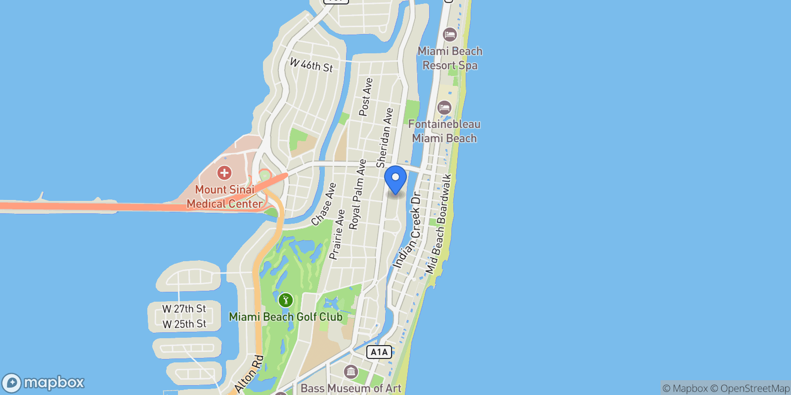Map showing 3586 Flamingo Dr, Miami Beach, Florida, United States.