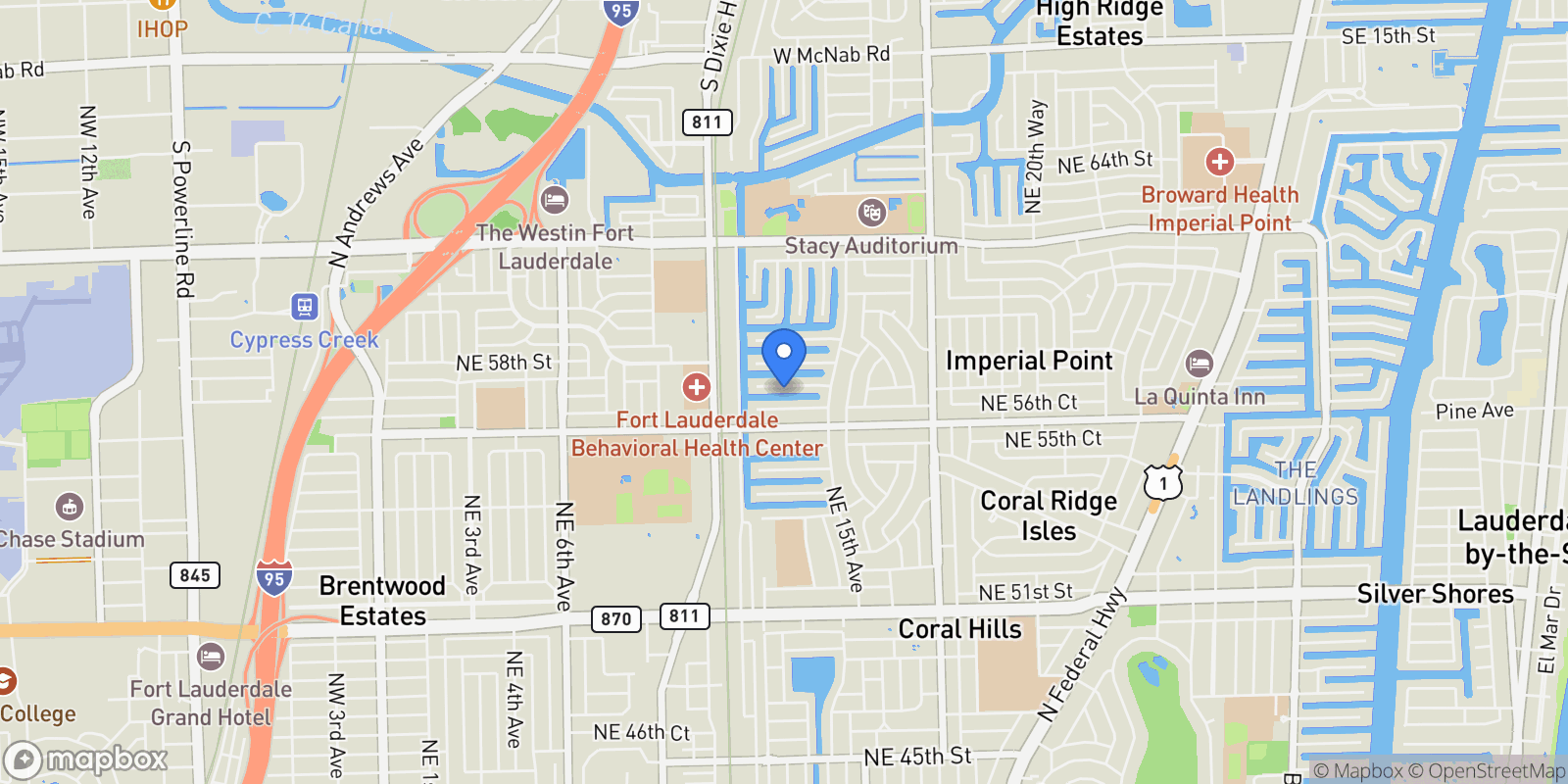 Map showing 1436 NE 57th St, Oakland Park, Florida, United States.
