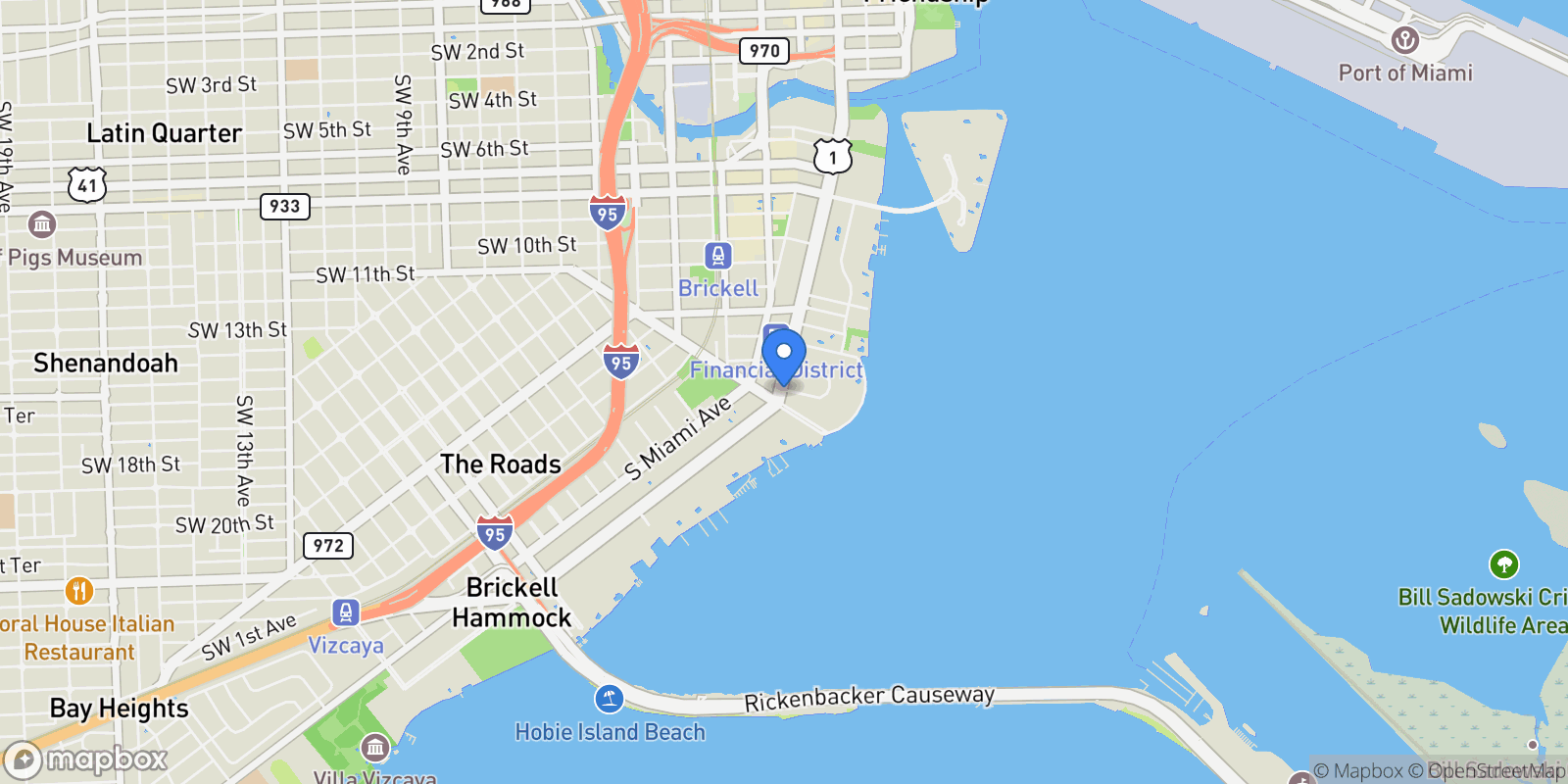 Map showing 1451 Brickell Ave 1901, Miami, Florida, United States.