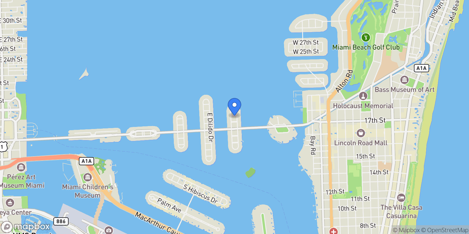 Map showing 114 4th Rivo Alto Ter, Miami Beach, Florida, United States.