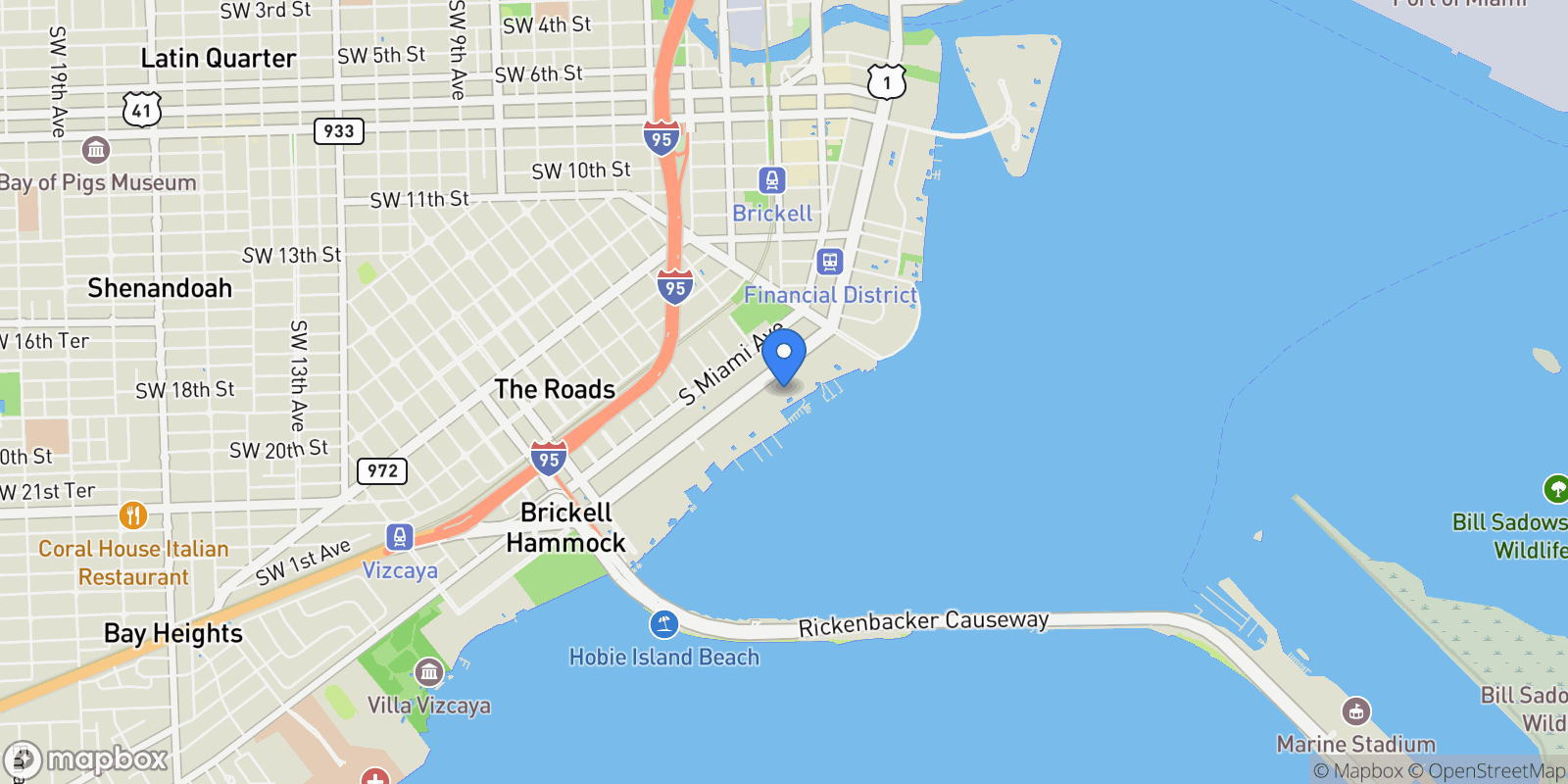 Map showing 1643 Brickell Ave 3702, Miami, Florida, United States.