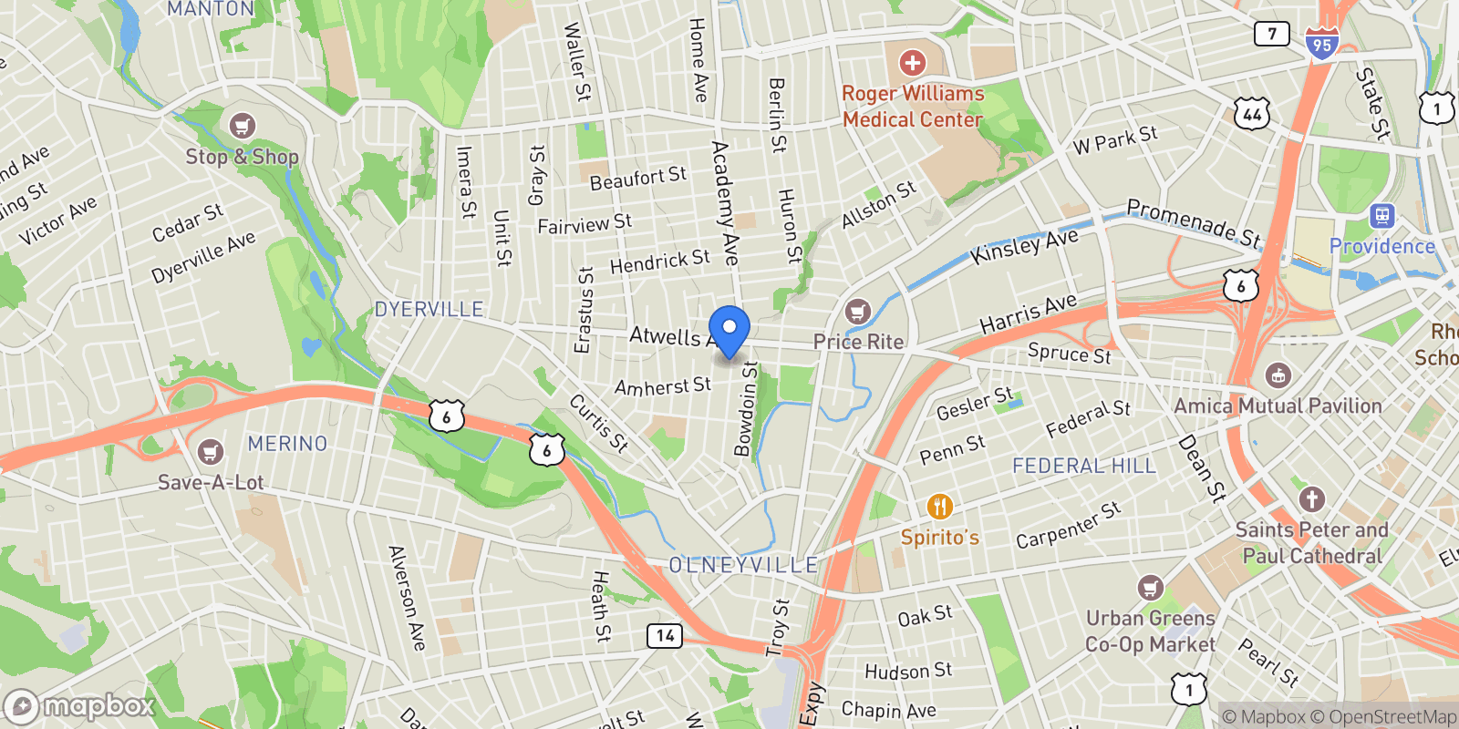 Map showing 132 Putnam Street, Providence, RI 02909, Providence, Rhode Island, United States.