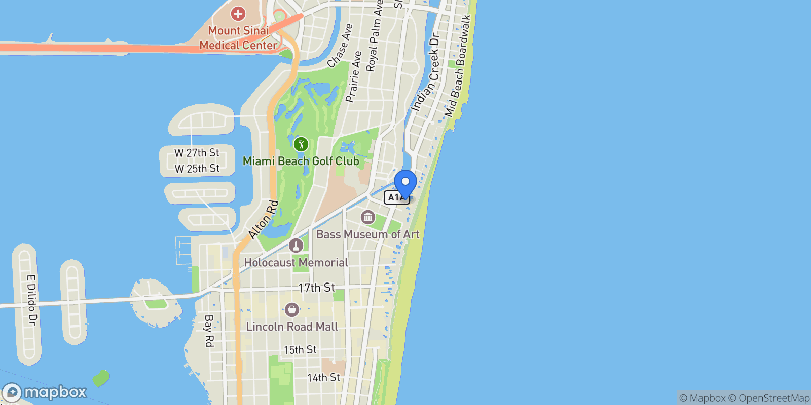 Map showing 2301 Collins Ave 303, Miami Beach, Florida, United States.