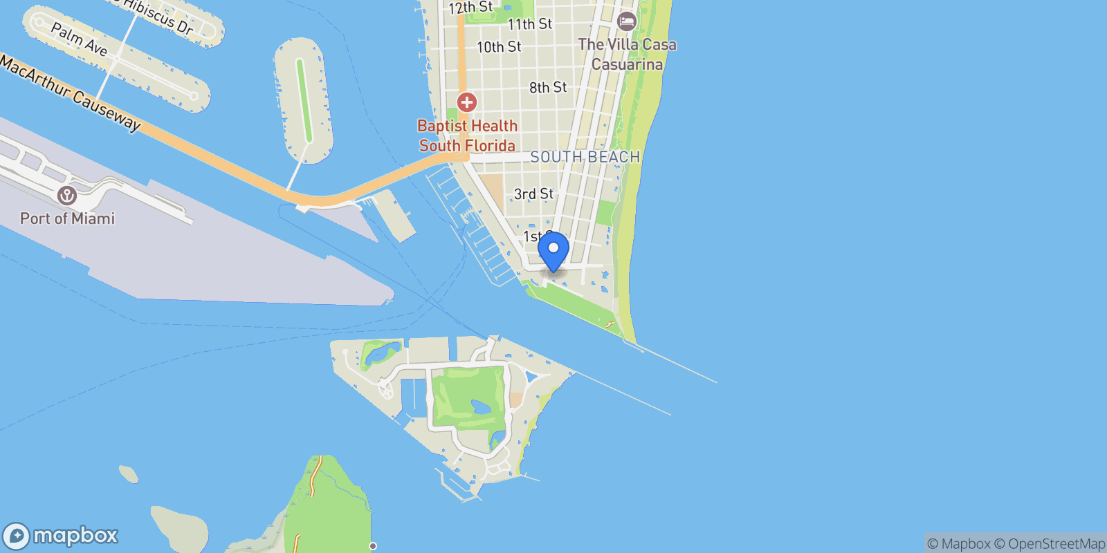 Map showing 300 S Pointe Dr 1603, Miami Beach, Florida, United States.