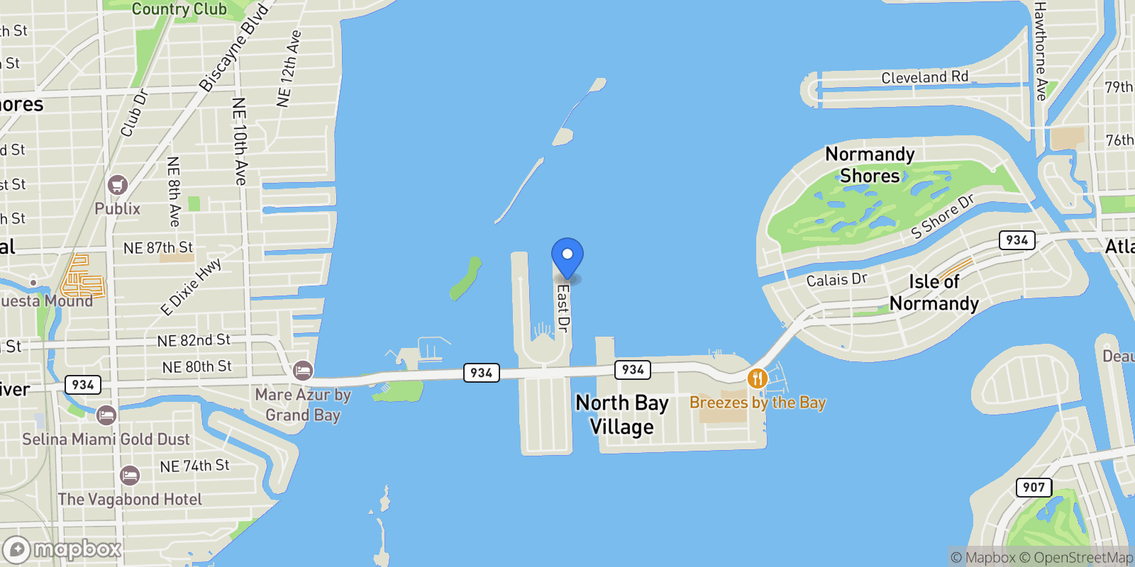 Map showing 7939 East Dr 15, Miami Beach, Florida, United States.