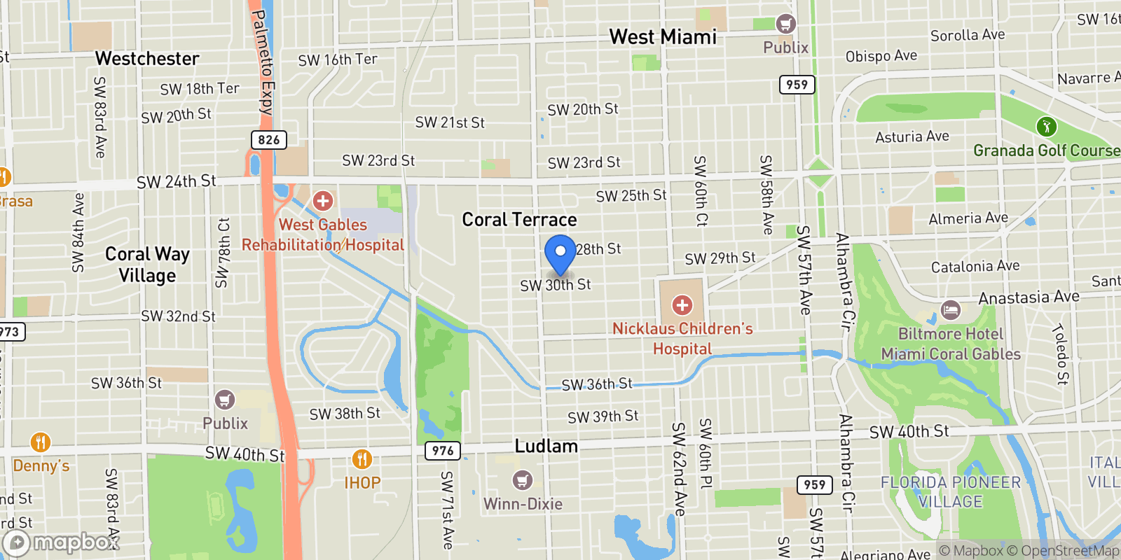 Map showing 6529 SW 30th St, Miami, Florida, United States.