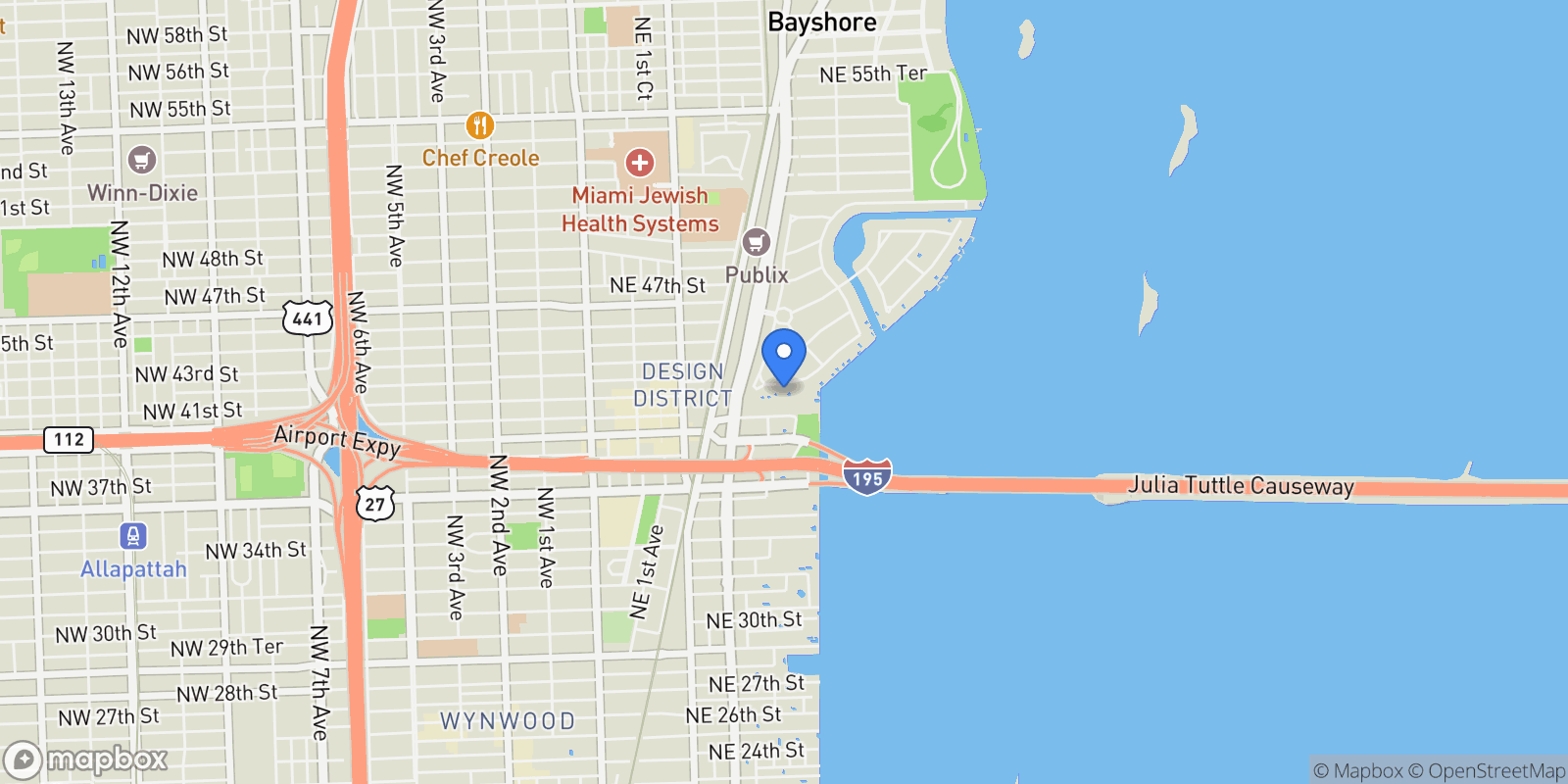 Map showing 530 Sabal Palm Rd, Miami, Florida, United States.