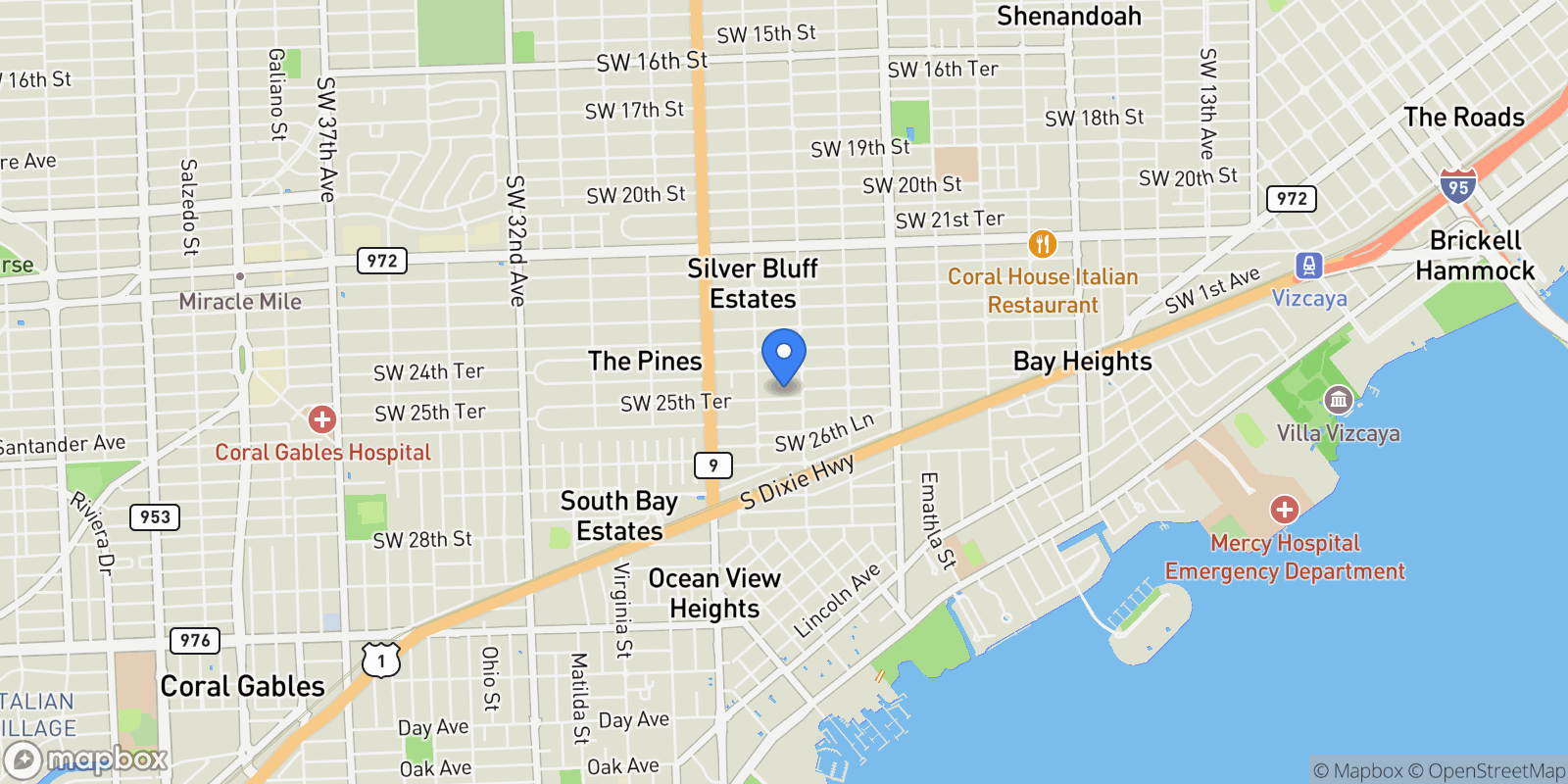 Map showing 2437 SW 25th Ter, Miami, Florida, United States.