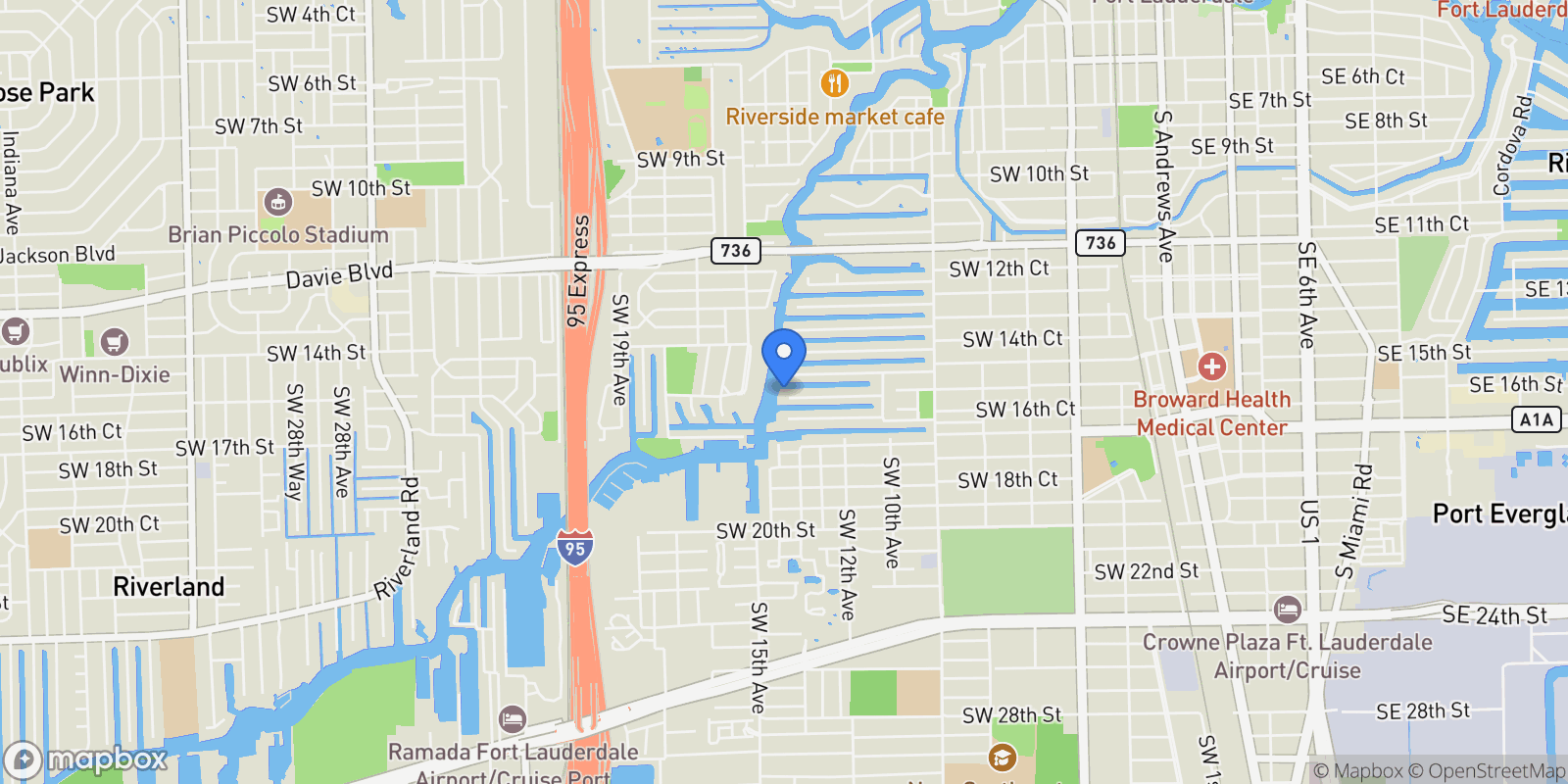 Map showing 1321 Tangelo Isle, Fort Lauderdale, Florida, United States.
