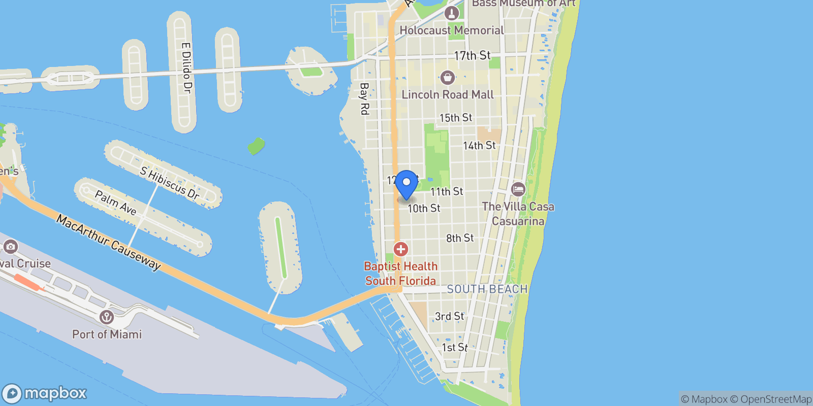 Map showing 1024 Lenox Ave 8, Miami Beach, Florida, United States.
