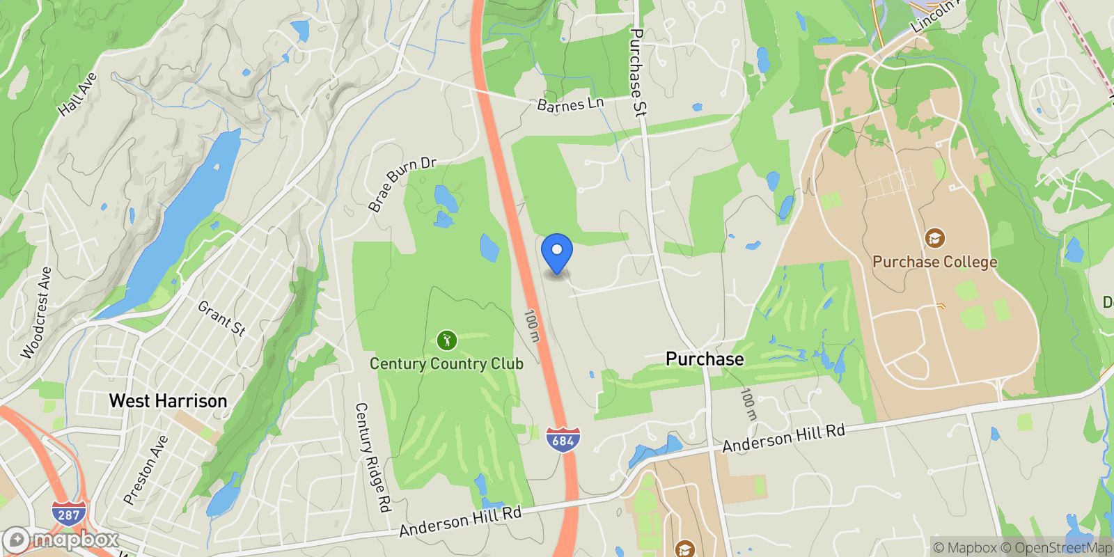 Map showing 15 Stone Bridge Road, Purchase, NY 10577, Harrison, New York, United States.