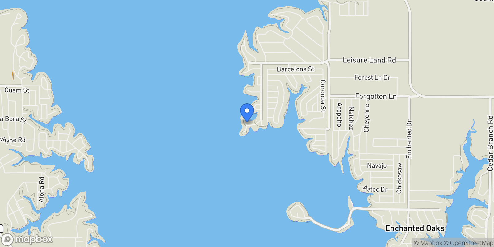 Map showing 135 N Merlin Drive, Gun Barrel City, Texas, United States.