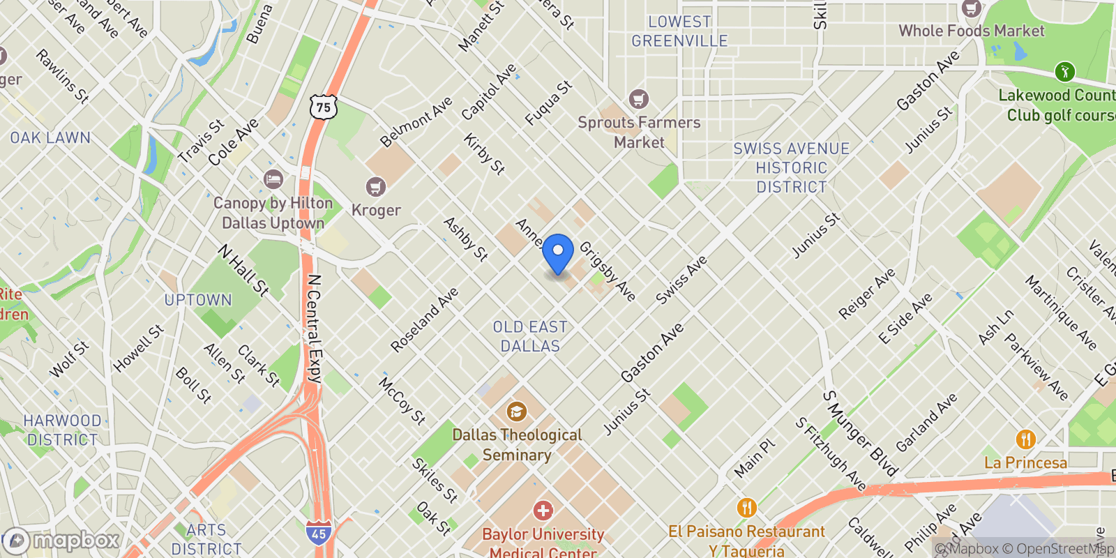 Map showing 1504 Holly Avenue, Dallas, Texas, United States.