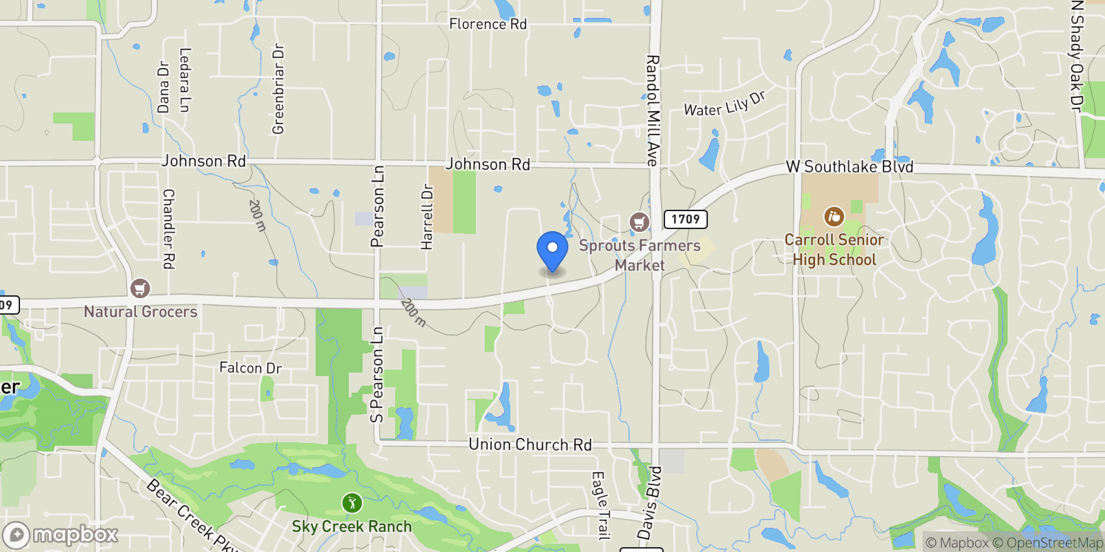 Map showing 2608 W Southlake Boulevard, Grapevine, Texas, United States.