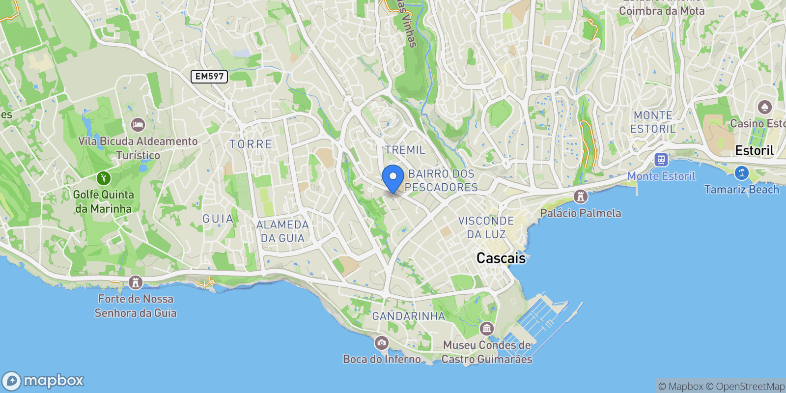 Map showing Cascais e Estoril, Lisbon, Portugal.