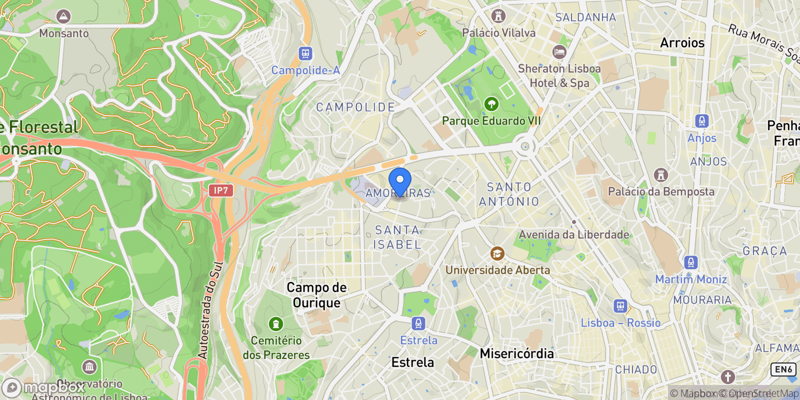 Map showing Campo de Ourique, Lisbon, Portugal.