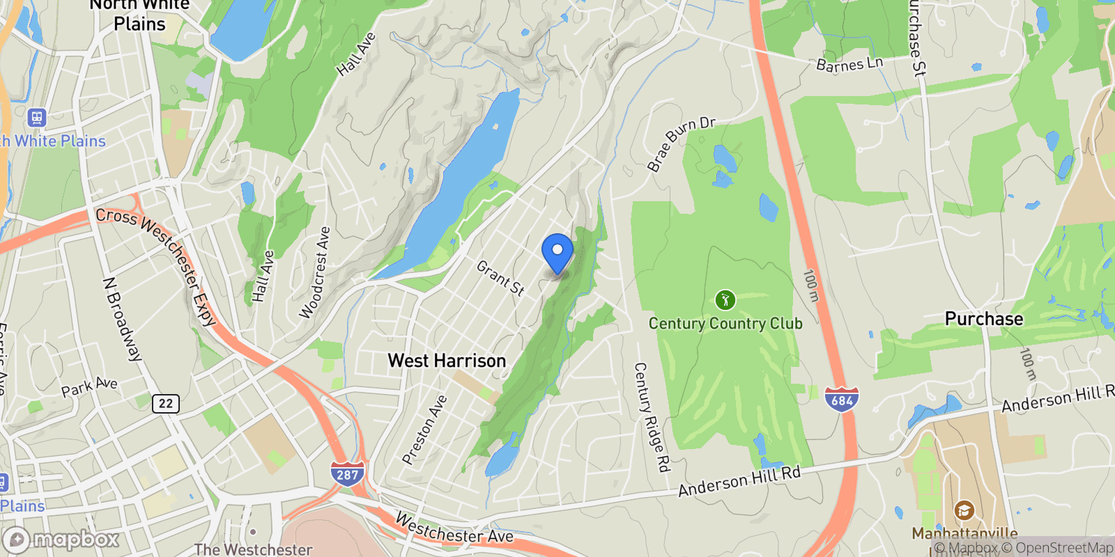 Map showing 170-172 Woodside Avenue, West Harrison, NY 10604, Harrison, New York, United States.